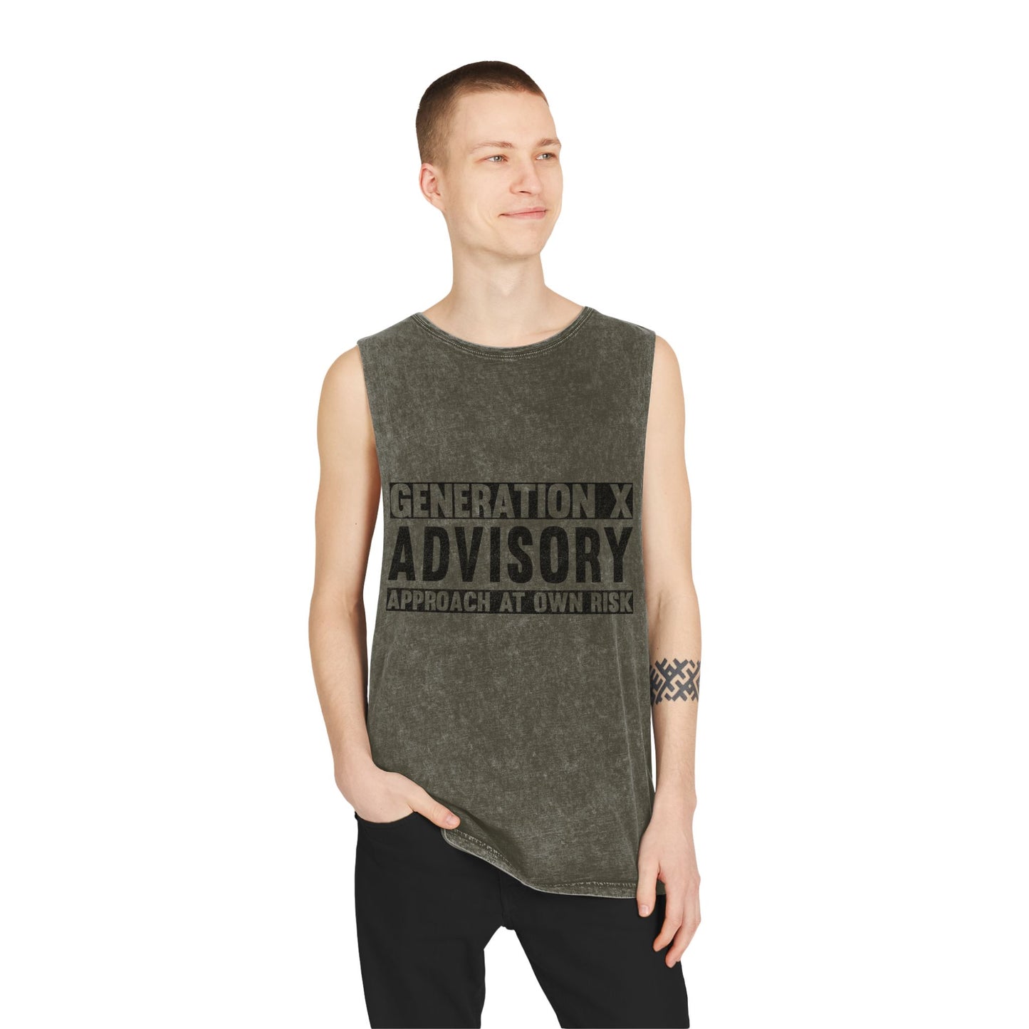 Generation X Advisory Stonewash Tank Top, Vintage Style Unisex Apparel, Summer Statement Shirt, Casual Wear, Gift for Millennials
