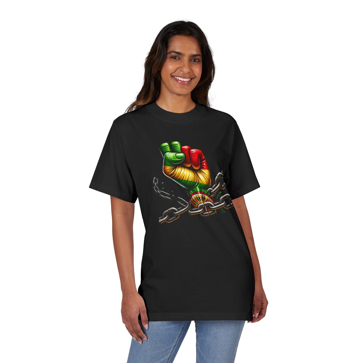 Empowerment Fist T-Shirt - Unisex Garment-Dyed Drop-Shoulder Tee for Activists