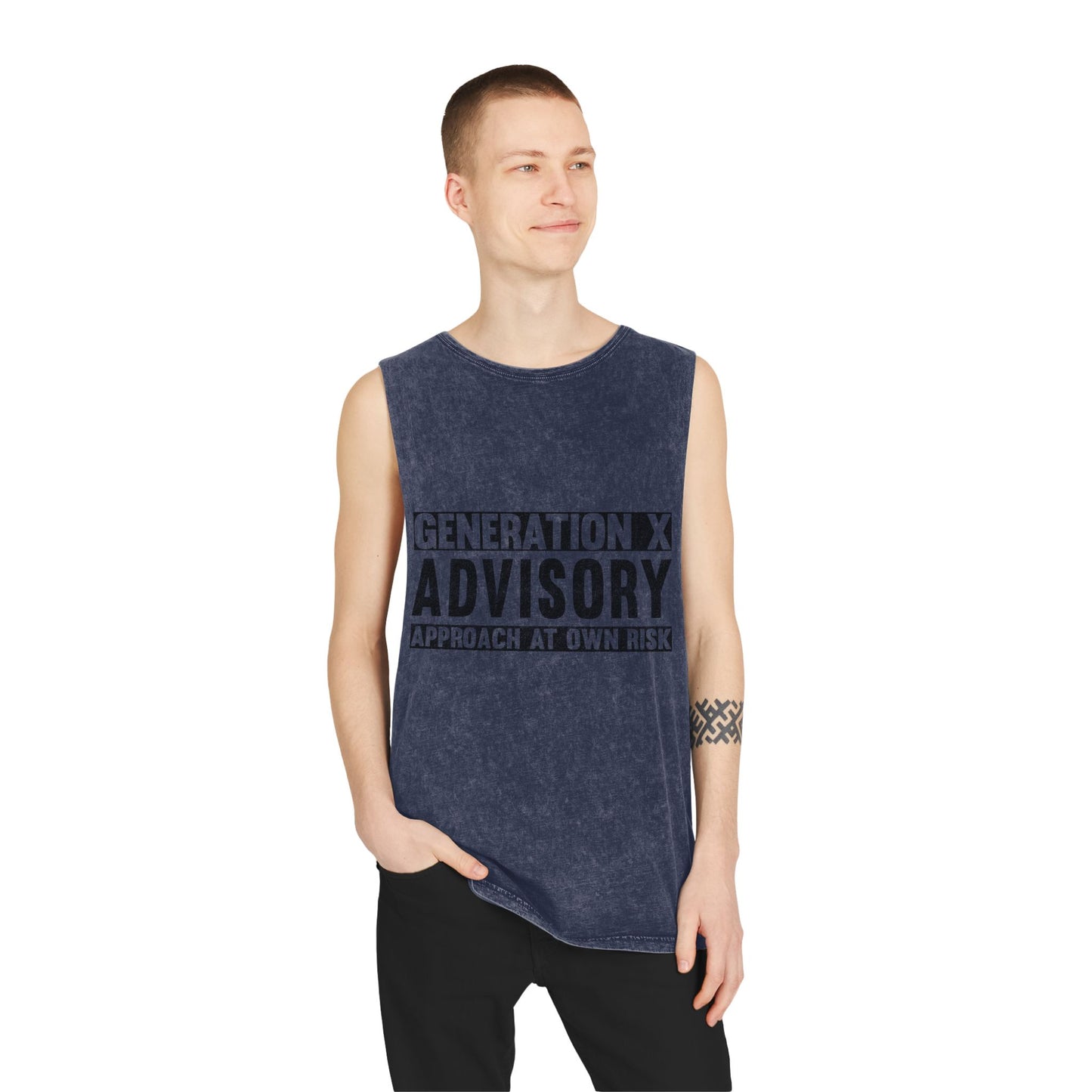 Generation X Advisory Stonewash Tank Top, Vintage Style Unisex Apparel, Summer Statement Shirt, Casual Wear, Gift for Millennials