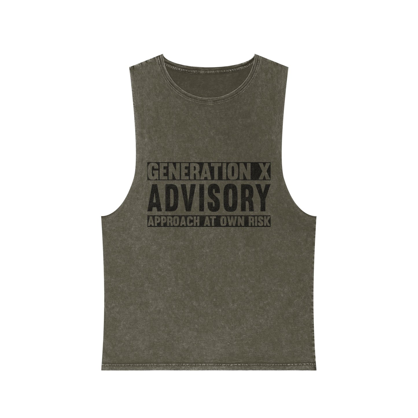 Generation X Advisory Stonewash Tank Top, Vintage Style Unisex Apparel, Summer Statement Shirt, Casual Wear, Gift for Millennials