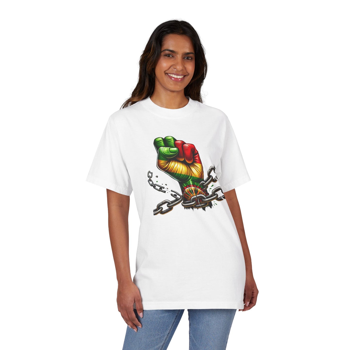 Empowerment Fist T-Shirt - Unisex Garment-Dyed Drop-Shoulder Tee for Activists