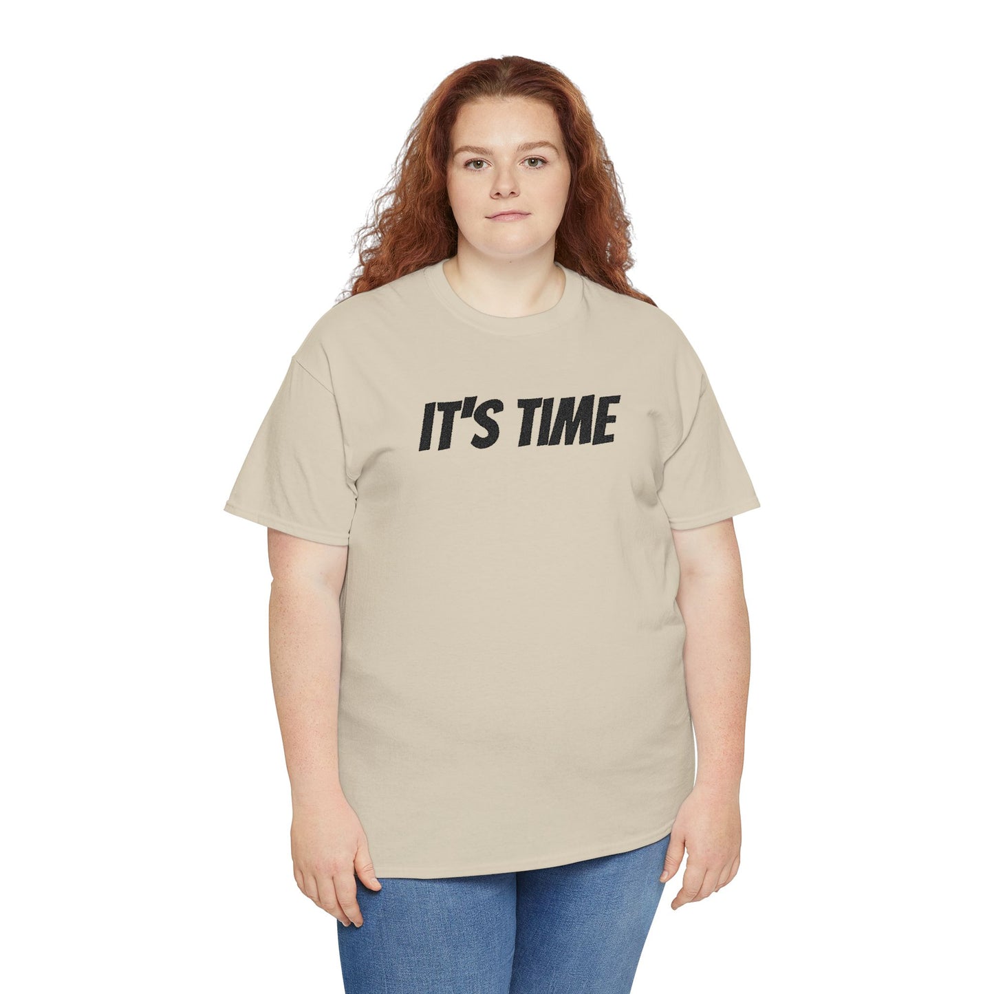 It's Time Unisex Heavy Cotton Tee, Motivational T-Shirt, Casual Wear, Gift Idea for Friends, Daily Apparel, Relaxed Fit