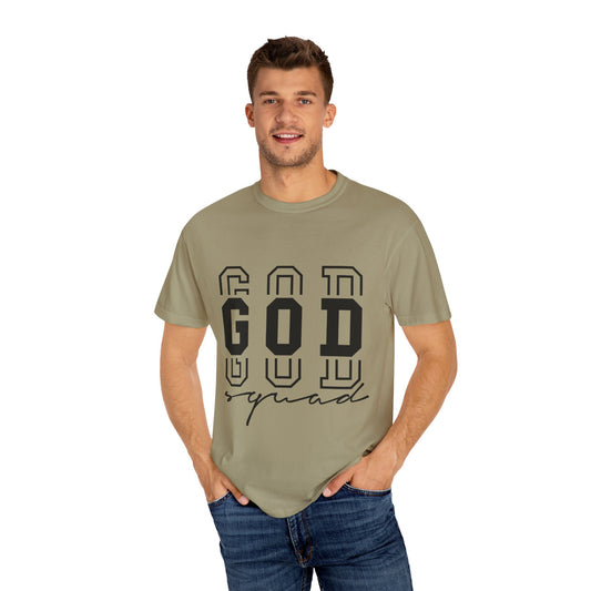 Unisex Garment-Dyed T-shirt with 'GOD Squad' Design - Perfect for Faith Events, Group Outings, Casual Wear, Christian Gifts, and More!