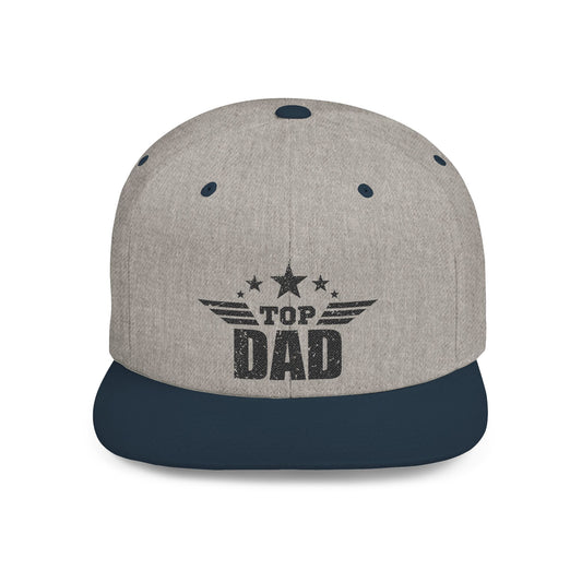 Top Dad Flat Bill Snapback Hat, Stylish Cap for Father's Day, Gifts for Dads, Trendy Hat for Everyday Wear, Cool Accessory, Casual Headwear
