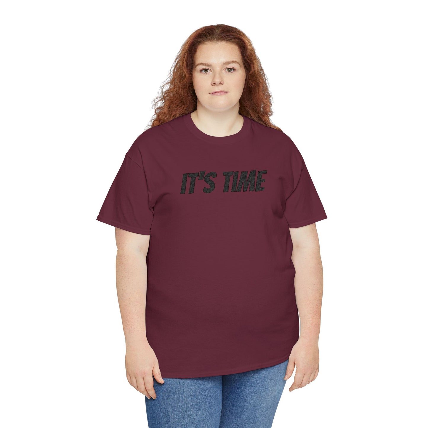It's Time Unisex Heavy Cotton Tee, Motivational T-Shirt, Casual Wear, Gift Idea for Friends, Daily Apparel, Relaxed Fit