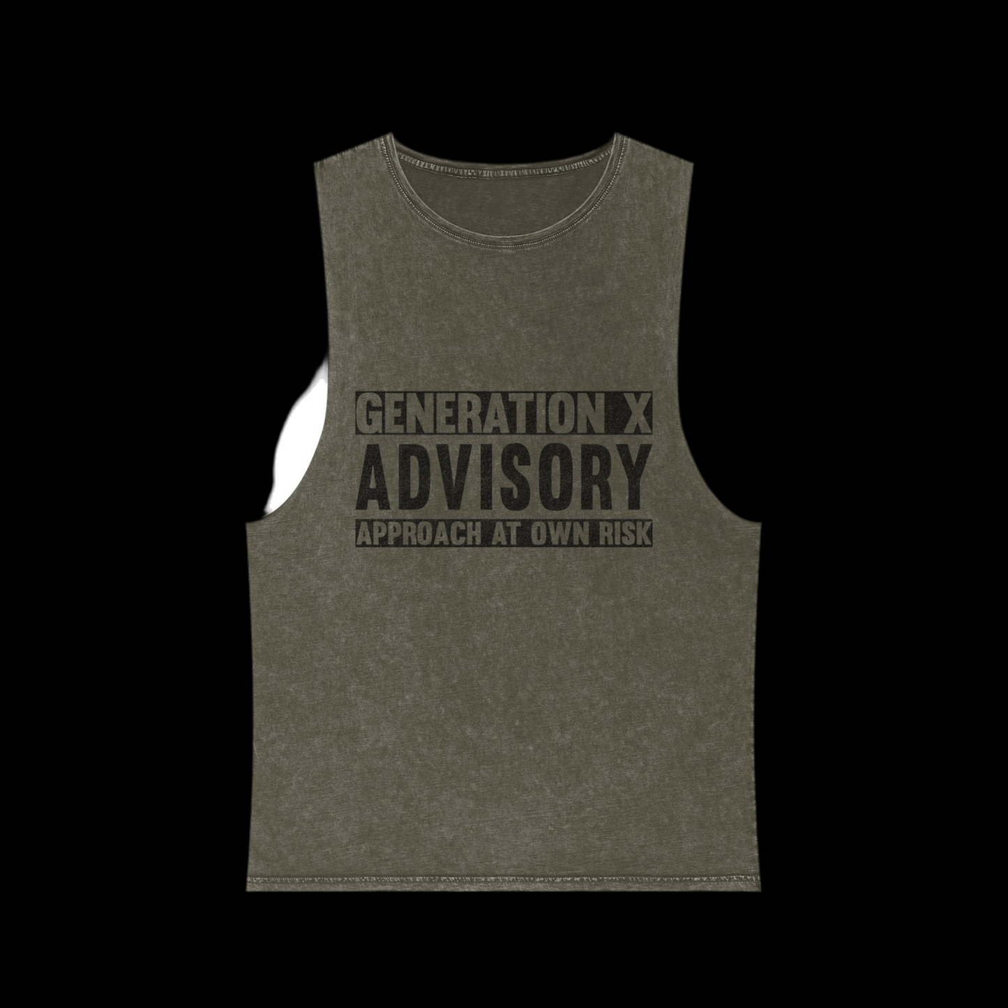 Generation X Advisory Stonewash Tank Top, Vintage Style Unisex Apparel, Summer Statement Shirt, Casual Wear, Gift for Millennials
