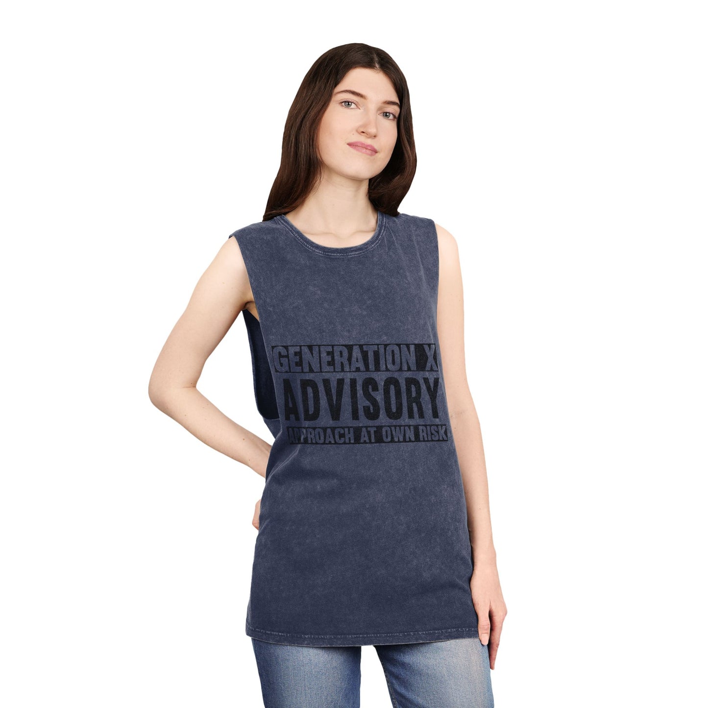 Generation X Advisory Stonewash Tank Top, Vintage Style Unisex Apparel, Summer Statement Shirt, Casual Wear, Gift for Millennials
