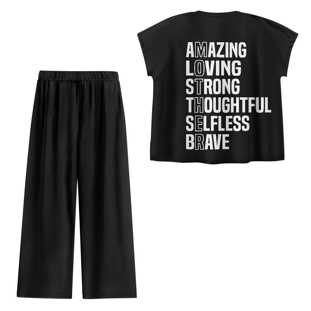 Short-sleeved casual wide-leg pants suit