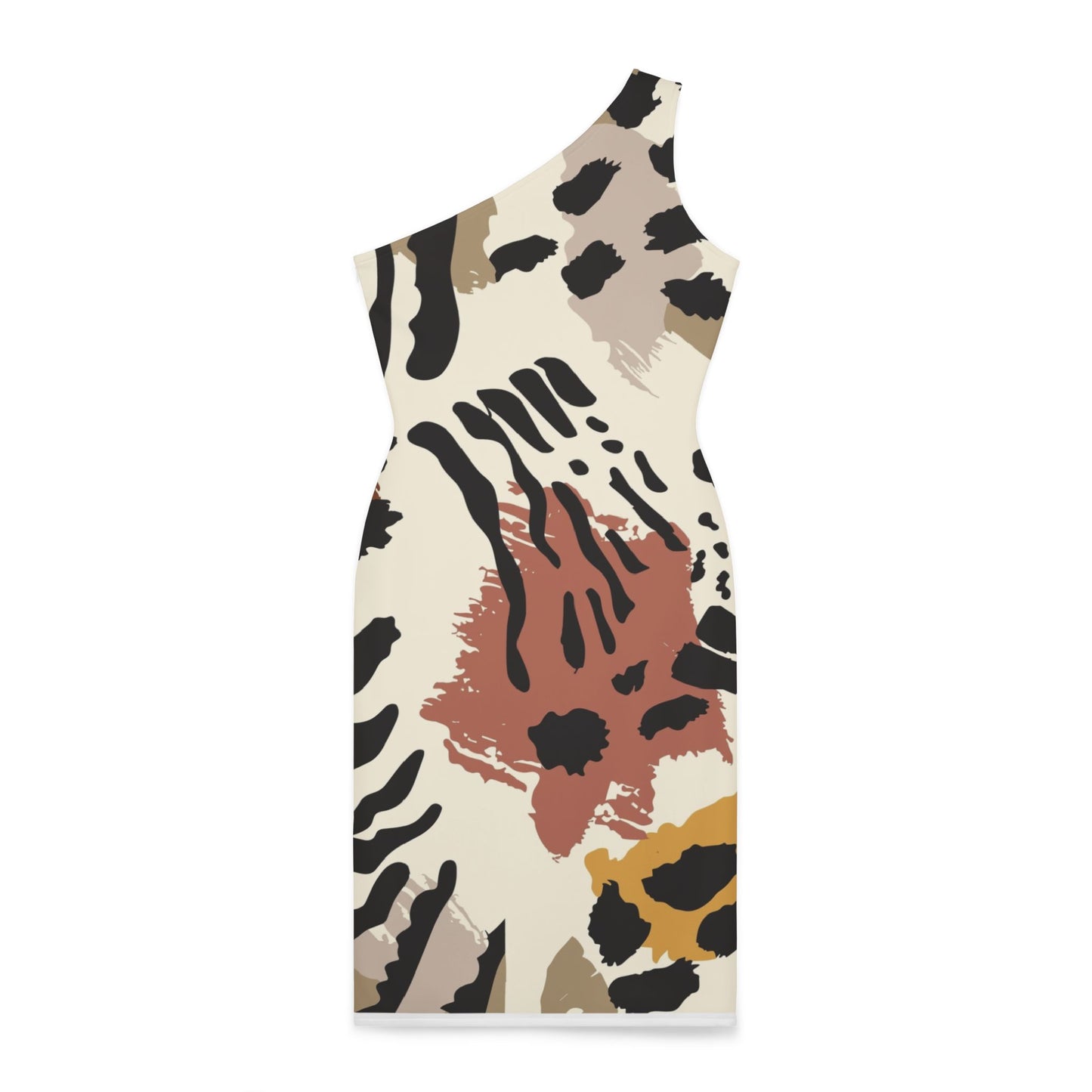 Print Designer Shoulder Dress (AOP)