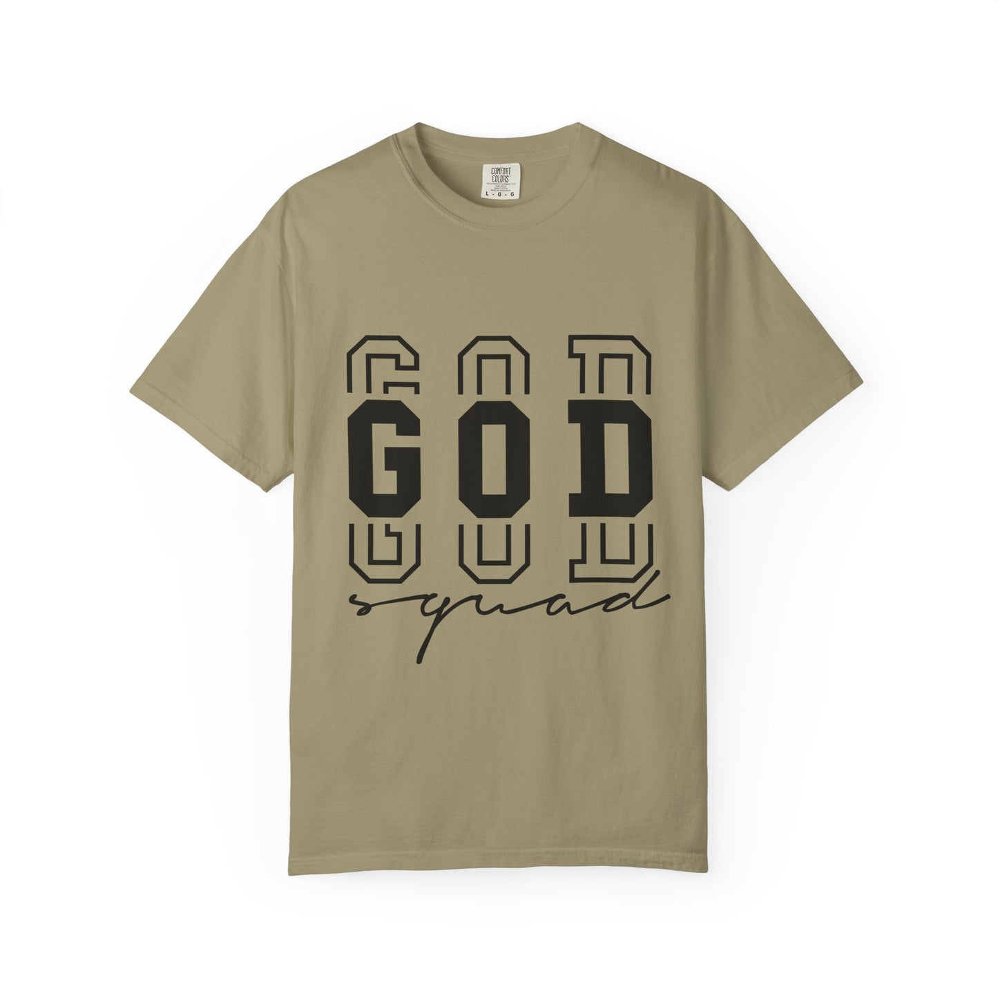 Unisex Garment-Dyed T-shirt with 'GOD Squad' Design - Perfect for Faith Events, Group Outings, Casual Wear, Christian Gifts, and More!