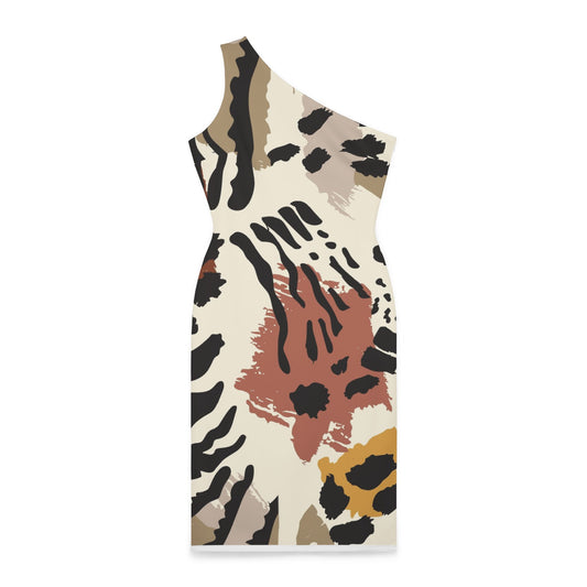 Print Designer Shoulder Dress (AOP)