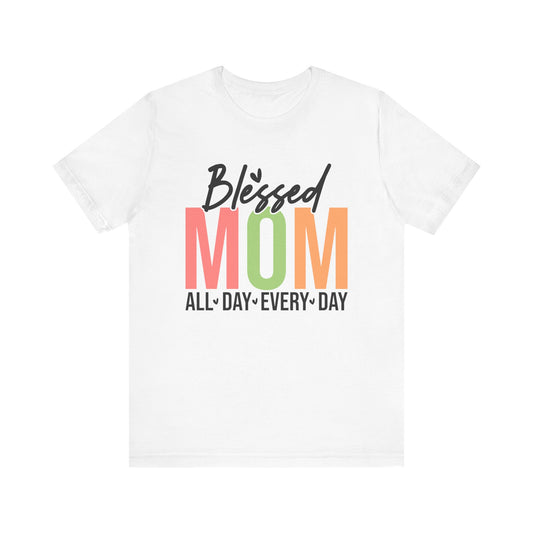 Blessed Mom Unisex Jersey Short Sleeve Tee, Graphic T-Shirt with Unique Design, Comfortable Vintage.