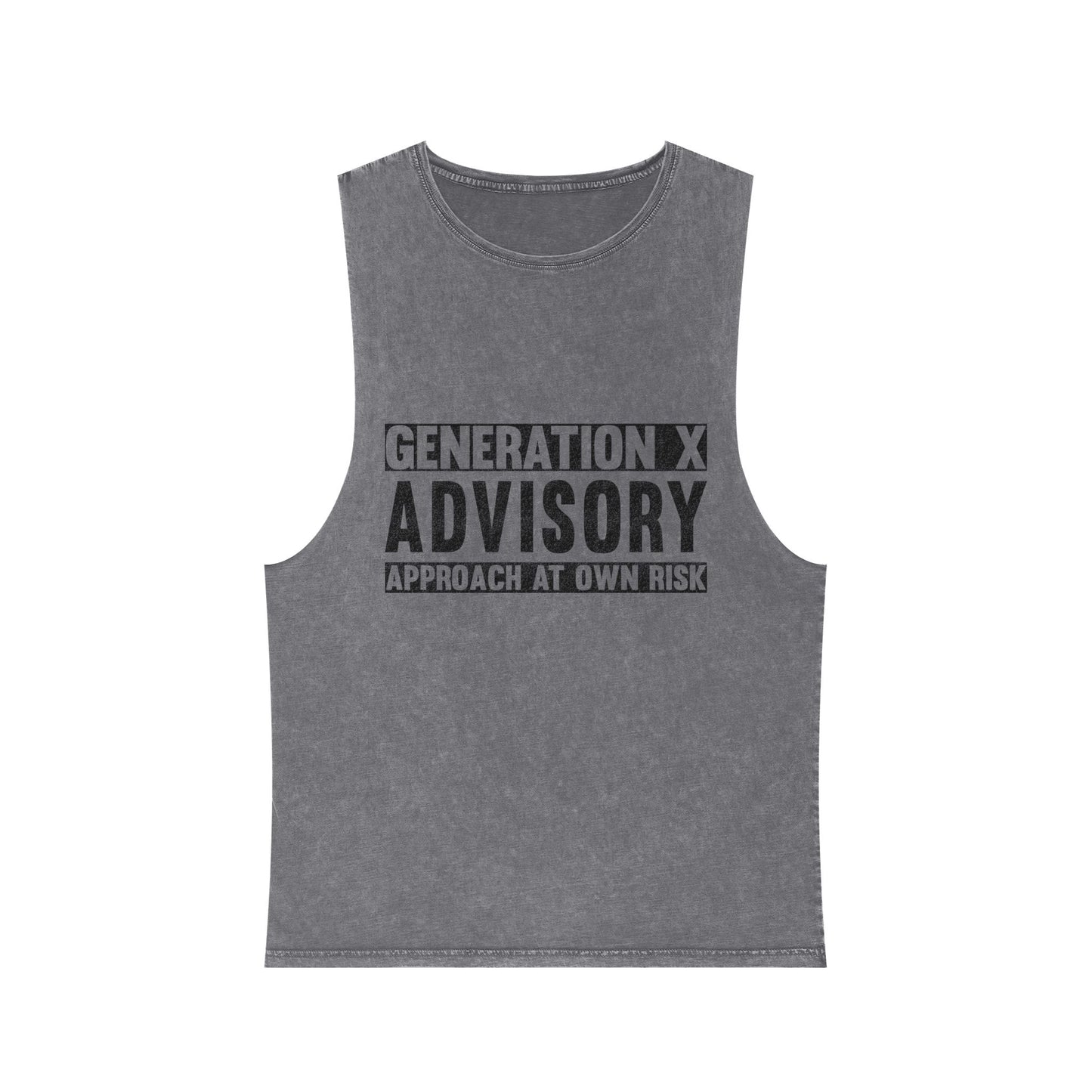 Generation X Advisory Stonewash Tank Top, Vintage Style Unisex Apparel, Summer Statement Shirt, Casual Wear, Gift for Millennials