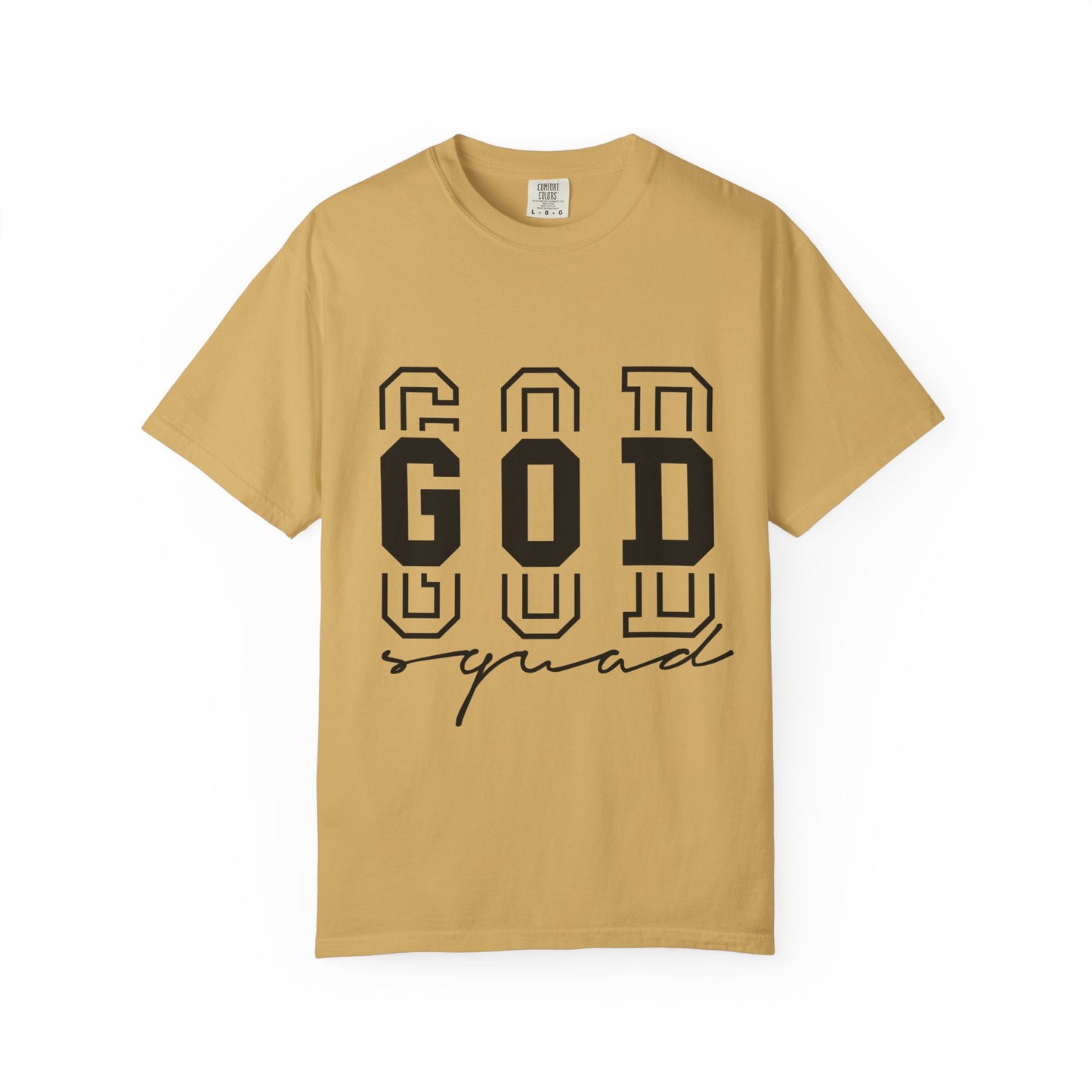 Unisex Garment-Dyed T-shirt with 'GOD Squad' Design - Perfect for Faith Events, Group Outings, Casual Wear, Christian Gifts, and More!