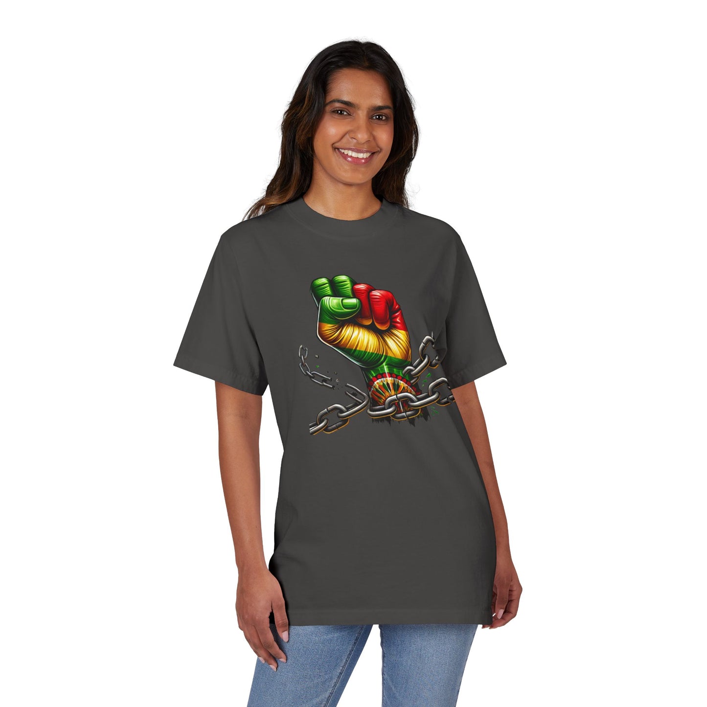 Empowerment Fist T-Shirt - Unisex Garment-Dyed Drop-Shoulder Tee for Activists